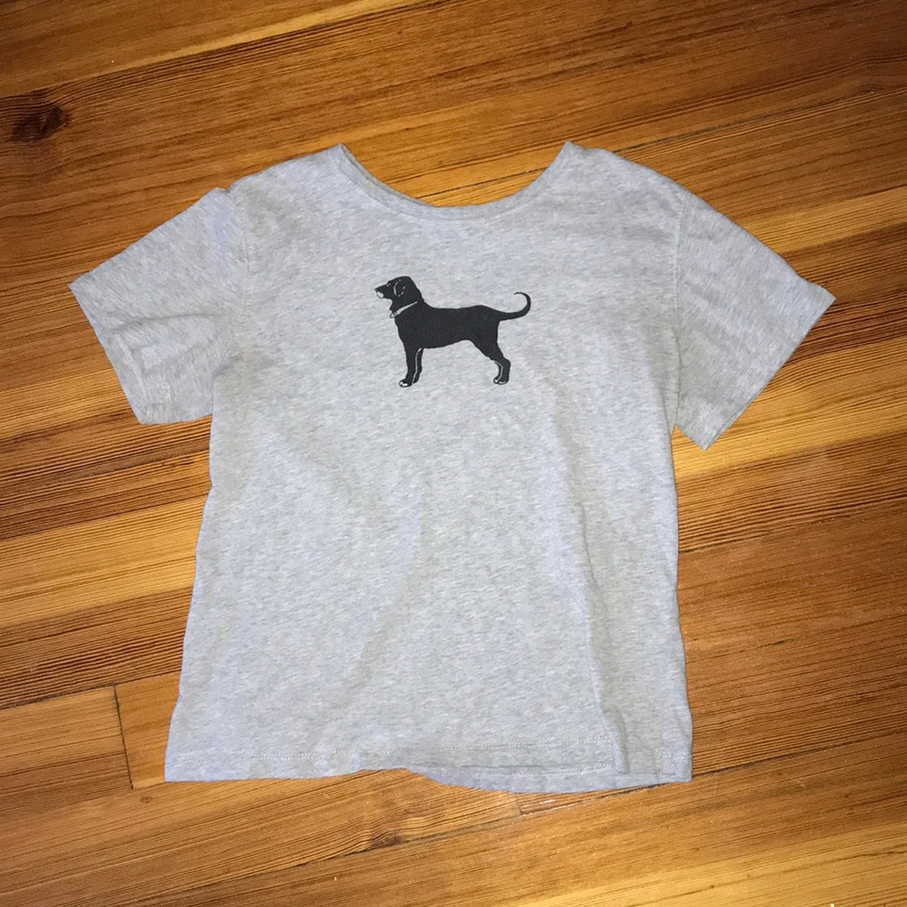grey black dog shirt